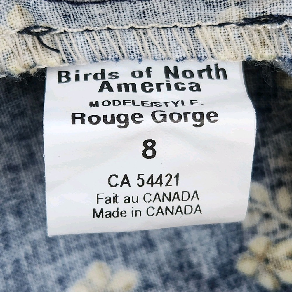 Birds of North America Dress Size 8 Blue Floral Ruffle Button Down Cottagecore - Picture 4 of 8